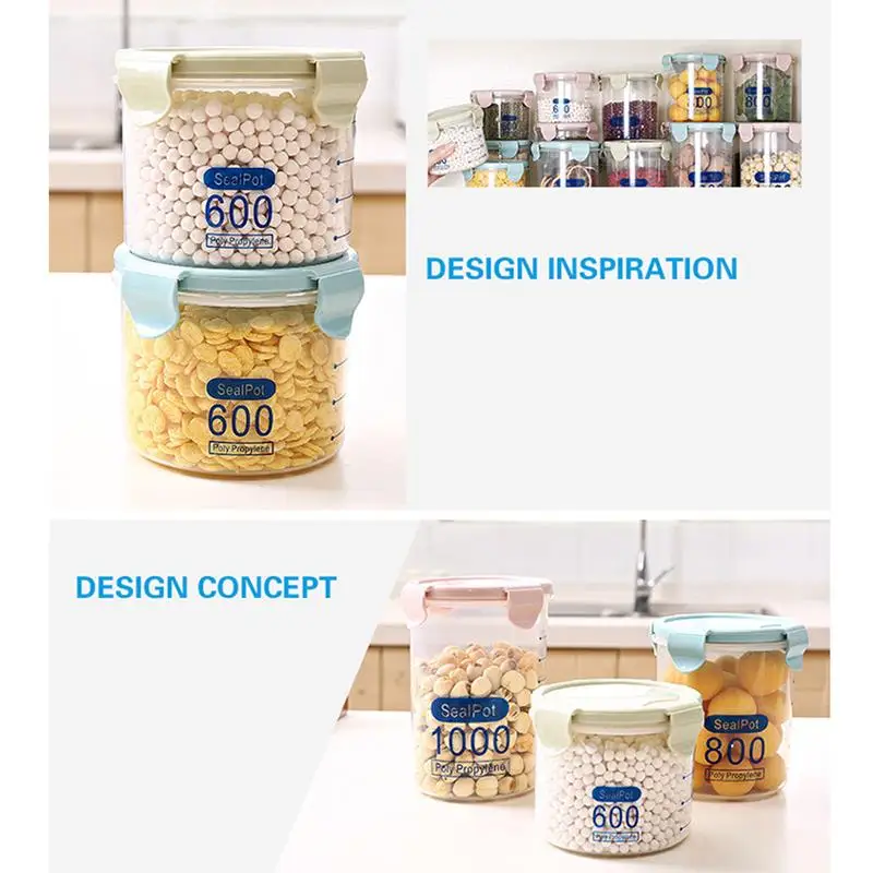 

Cereal Storage Box Airtight Sealed Lid Grains Rice Beans Container Case