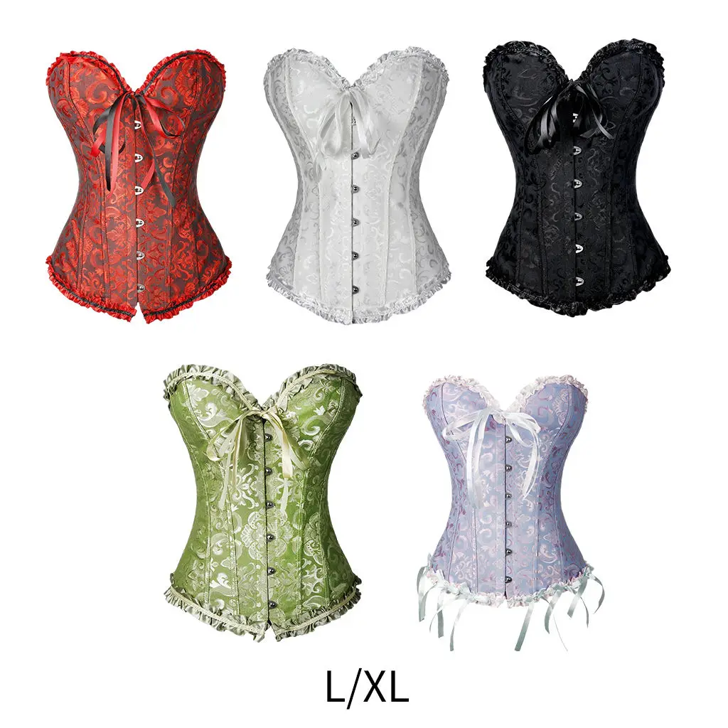 

Overbust Corset Striped Lace up Waist Training Bustier Cincher Top Plus Size Body Shapewear Corselet