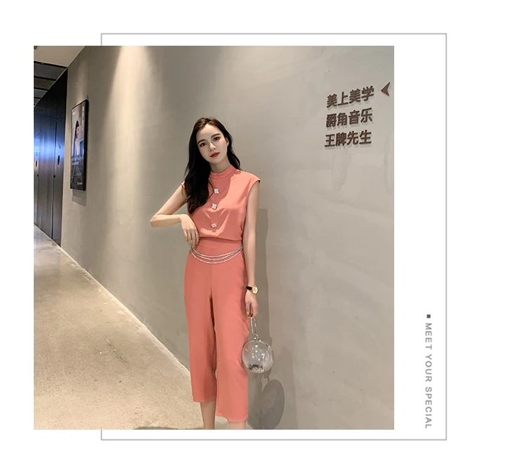 

2020 new slim fashion casual suit women fashion western style short sleeve nine-point pants two-piece set of European goods