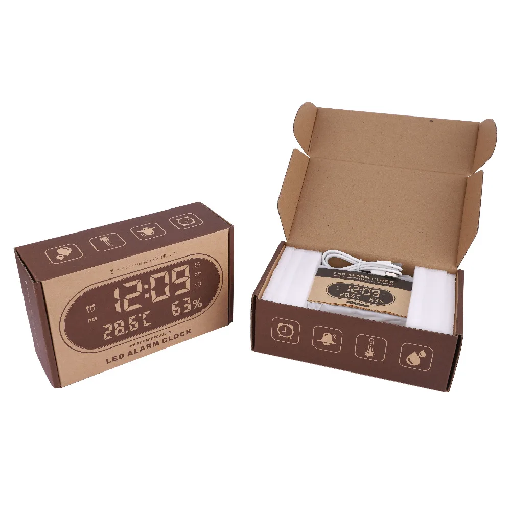 Портативный зеркальный HD цифровой будильник светодиодный дисплей со