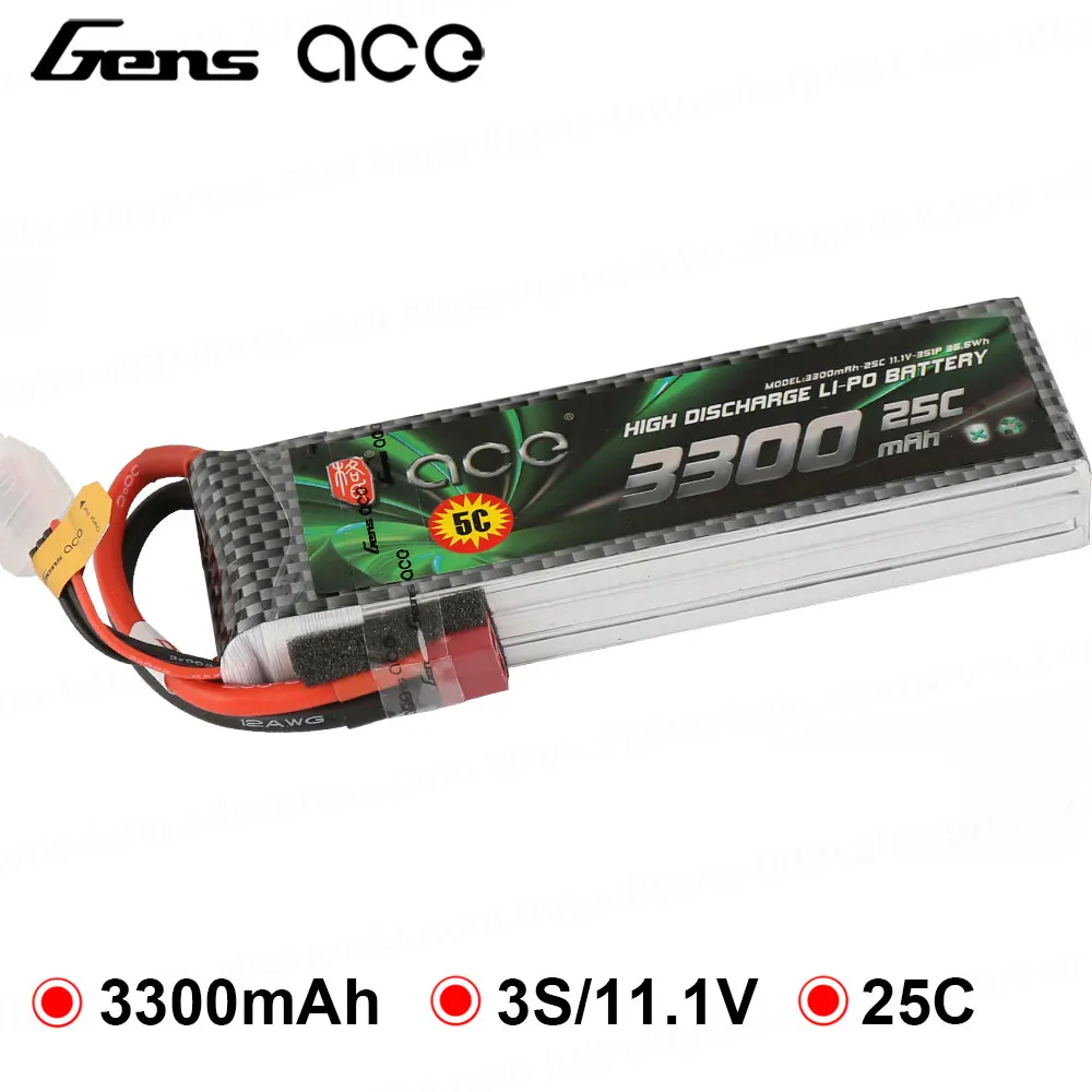 Литий-полимерная батарея Gens ace 3300 мАч 11 1 В 14 8 в Lipo 3S с разъемом 25C Deans для Heli Quadcopter