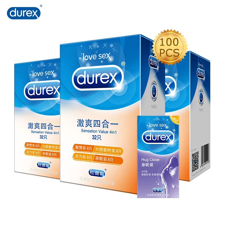 Durex презервативы 100 шт. для секса 4 вида из натурального латекса с дополнительной