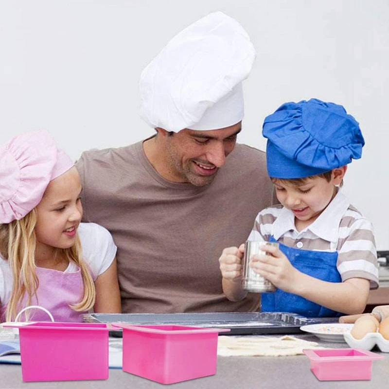 

3 Pcs Non-Stick Square Baking Silicone Molds,Quick Release Bread Pan Bakeware Tray for Cheese Cake Tier Cake Handmade