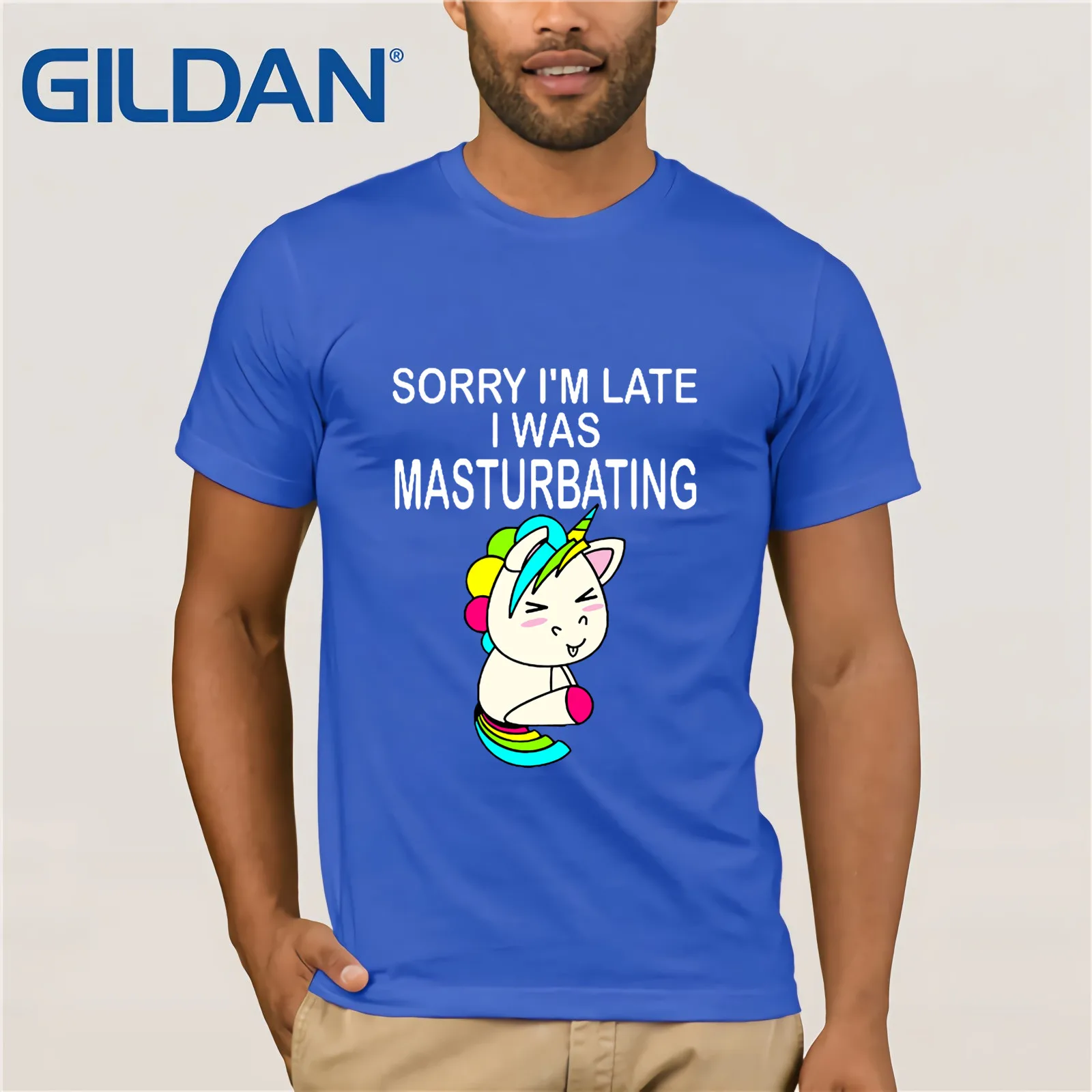 Футболка с единорогом и надписью Sorry I'm Late I Was magasting Мужская футболка коротким