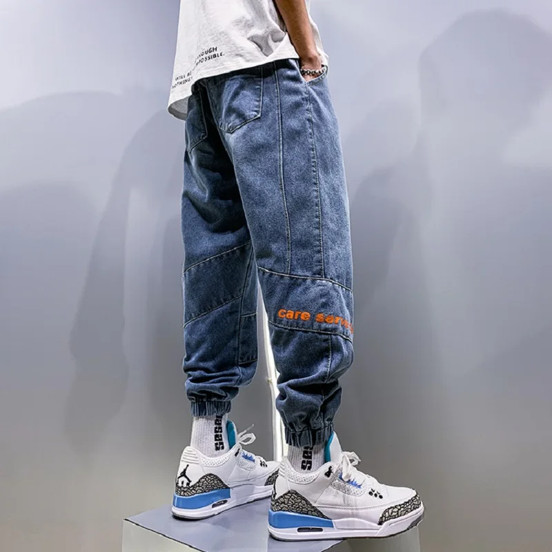 Men Fashion Oversized Baggy Jeans Trendy Brand Ins Spring and Summer Loose High Street Letter Printed Pants Korean Casual Pants