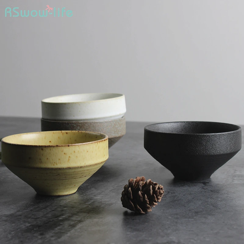 

Japanese Style Textured Restoration Simple Pottery Handmade Food Rice Ramen Noodle Bowl Salad Soup Bowls Tea Tableware Supplies