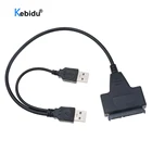 SATA Dual USB 2,0 22pin адаптер Кабели 2,5 дюймов 7 + 15Pin SATA кабель питания данных 2,5 ''жесткий диск конвертер для ПК