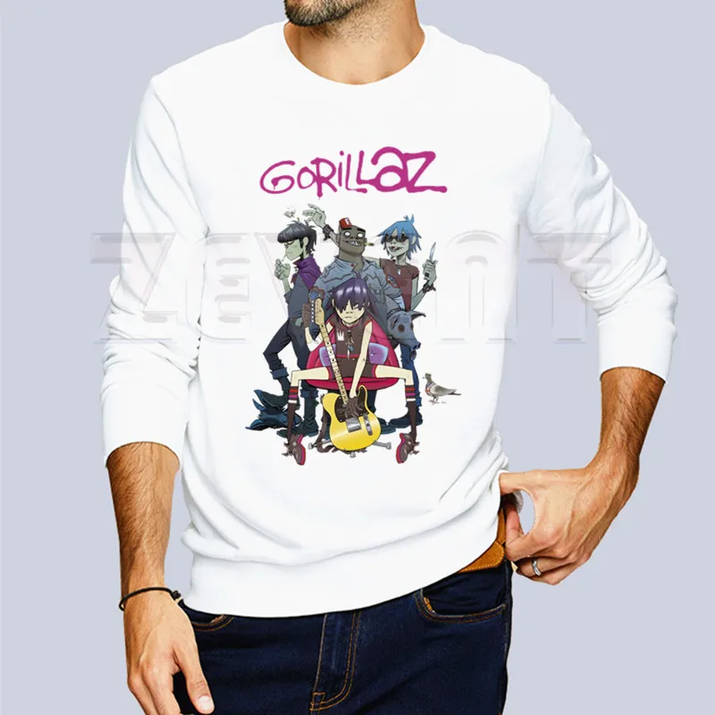Худи Gorillaz с музыкальной группой мужское модные толстовки свитшоты однотонные