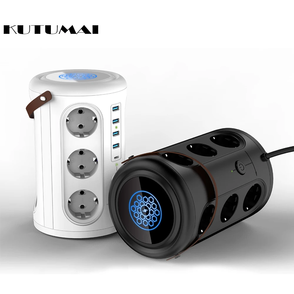 Tower Multi Power Strip Vertical EU Plug 12 Outlets Sockets with 4USB+1 TYPE-C Overload Protector Switch Multiple | Электроника