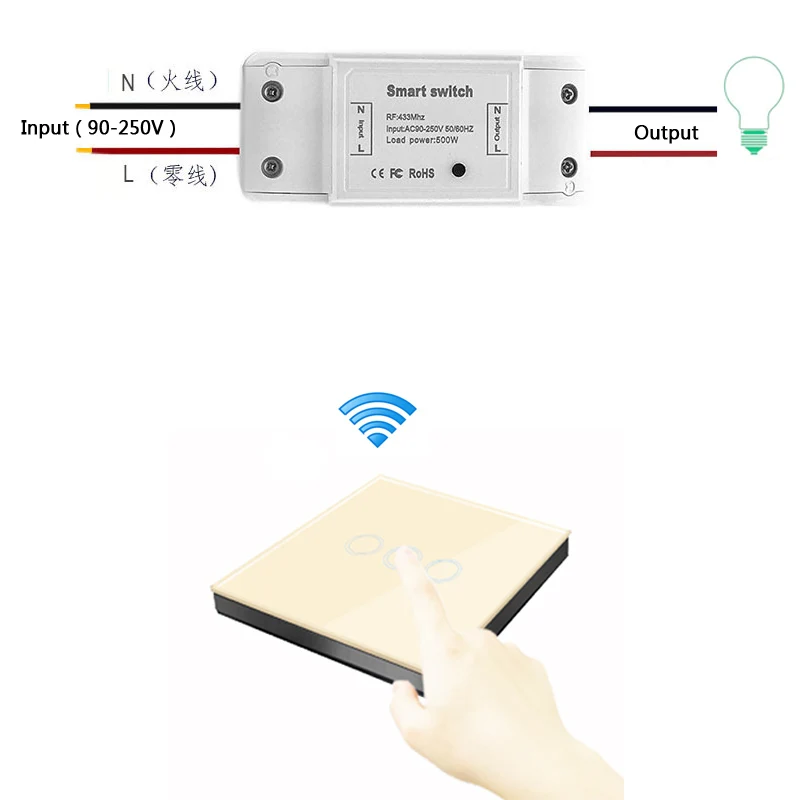 Домашний сенсорный пульт дистанционного управления беспроводной RF 433MHz