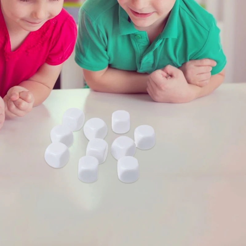 

10Pcs Acrylic Rounded Corner 6 Sided White Blank Dice Mathematical Tools For Kid Educational Toys DIY Board Games
