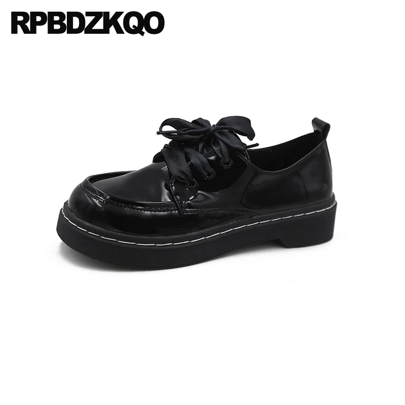 

Китайская женская обувь на плоской подошве со шнуровкой, дешевые китайские японские дизайнерские туфли из лакированной кожи с круглым носк...