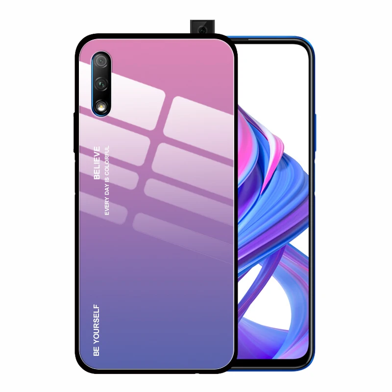 Модный чехол из закаленного стекла с градиентом кристалла для Huawei Honor 20 Pro 9X 8X 10 Lite