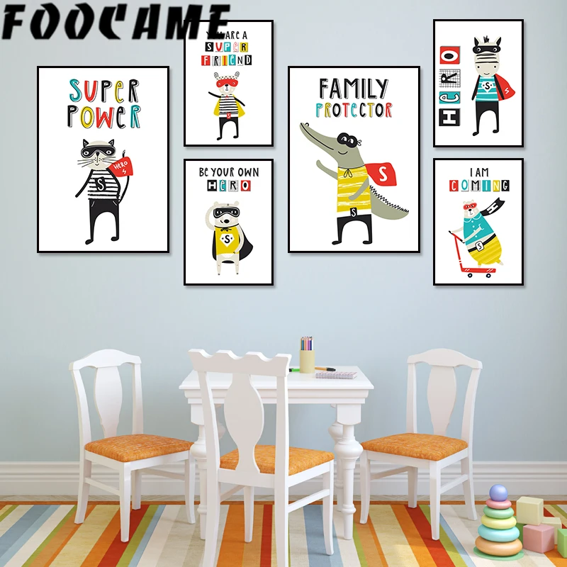 Кошка крокодил Герой Мультфильм Животное Скандинавская Картина на холсте