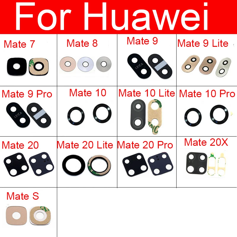 Rear Main Camera Glass Lens For Huawei Mate 9 10 20 Pro Lite Mate 20X Mate 7 8 Mate S Camera Glass Lens+Adhensive Sticker Parts