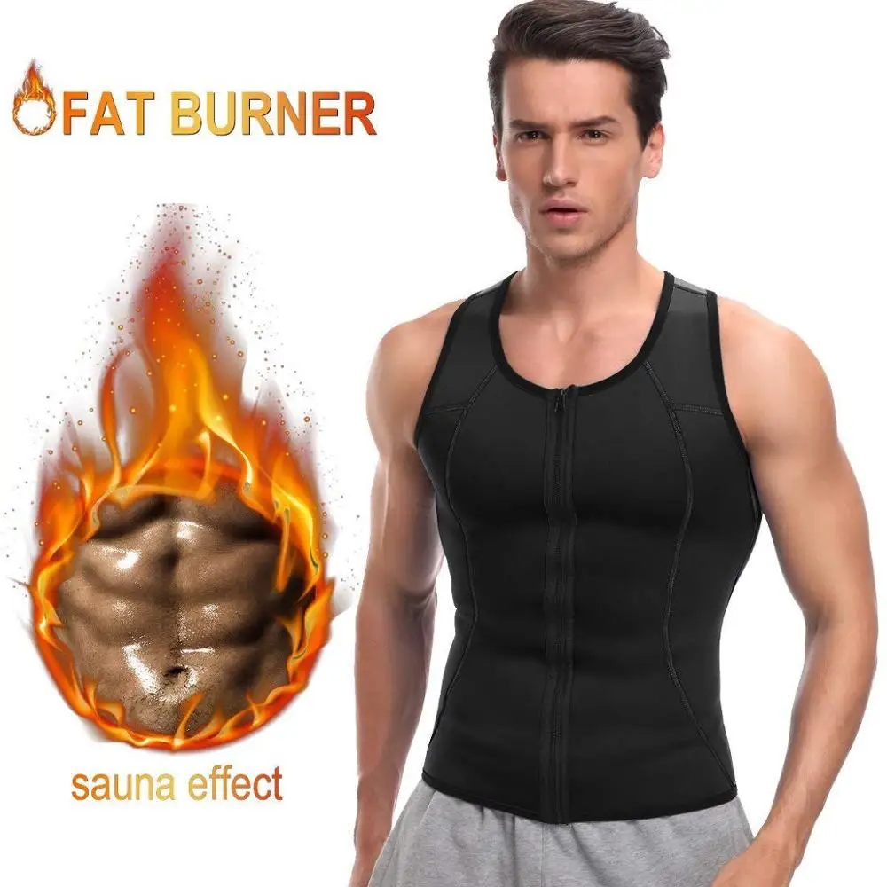 Мужская сауна жилет ультра пот Талии Тренажер молния корсет шейпер из неопрена