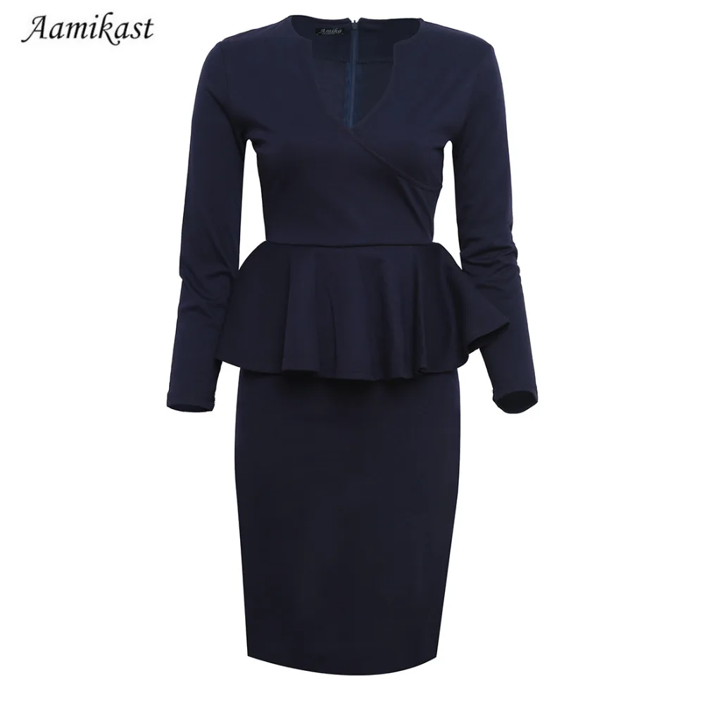 Hot Sale Autumn Celebrity New Fashion V-neck Full Sleeve Pencil Party Cocktail Women Dresses robe | Женская одежда
