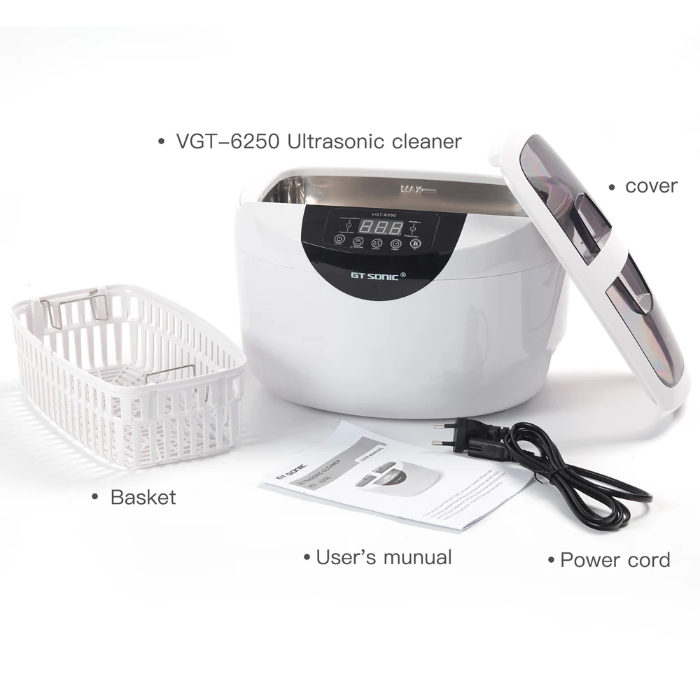 Dental Digital Ultrasonic Cleaner 2500ML for Fruits Vegetables Home Kitchen Ultrasonic Baths