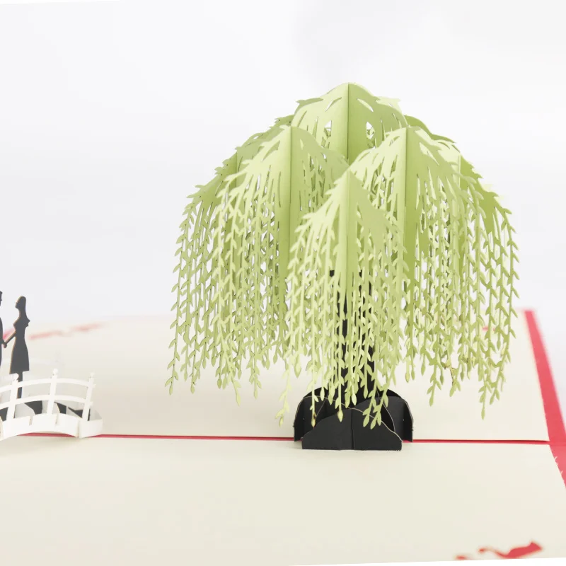 1 шт. 3D открытки с изображением ивового дерева для пар Цветочная идентификация