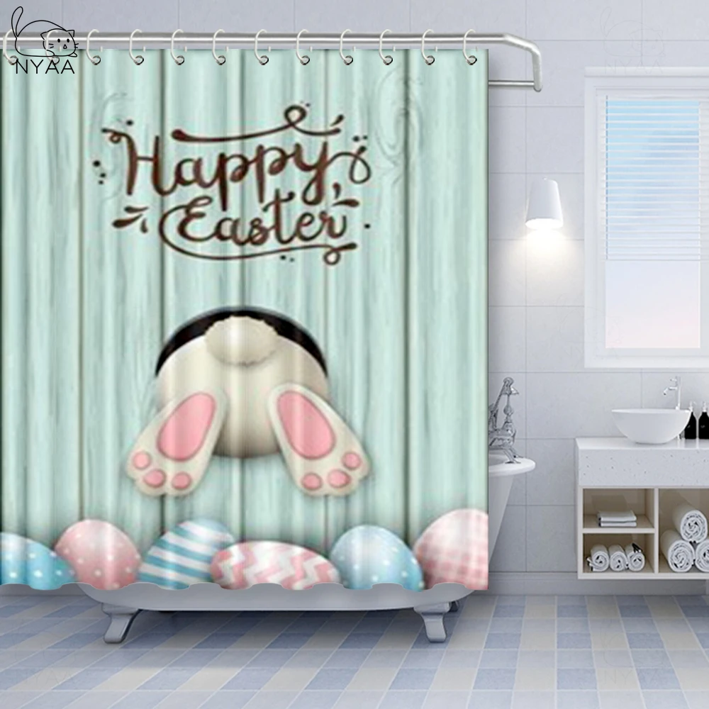 NYAA Пасхальный кролик яйцо занавеска для ванной смешная деревянная душа 3d