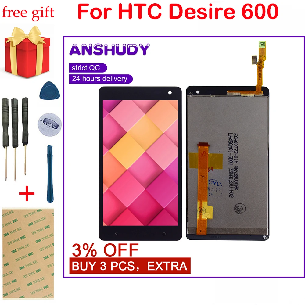 Для HTC Desire 600 ЖК дисплей кодирующий преобразователь сенсорного экрана в сборе для