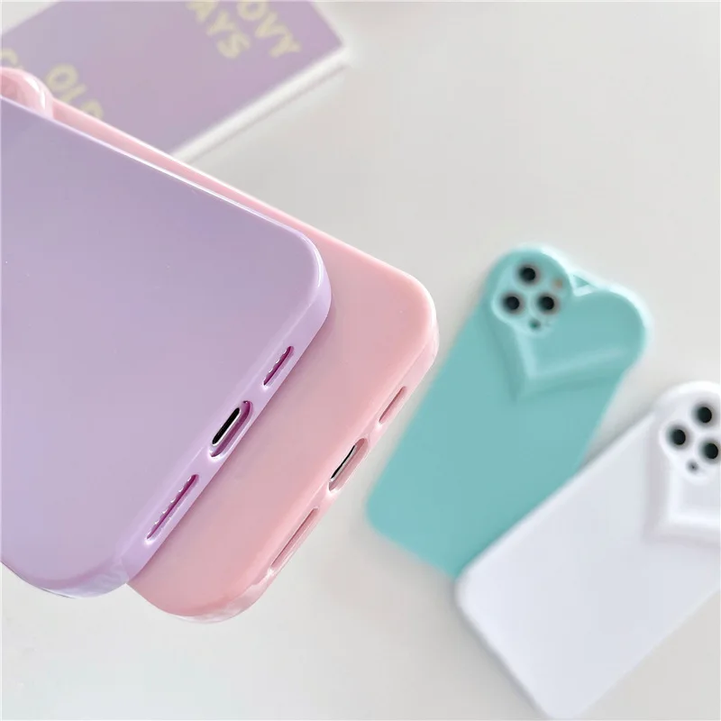 3d love heart bumper phone case for iphone 13 11 12 pro max x xr xs max 7 8 plus soft silicone back cover free global shipping
