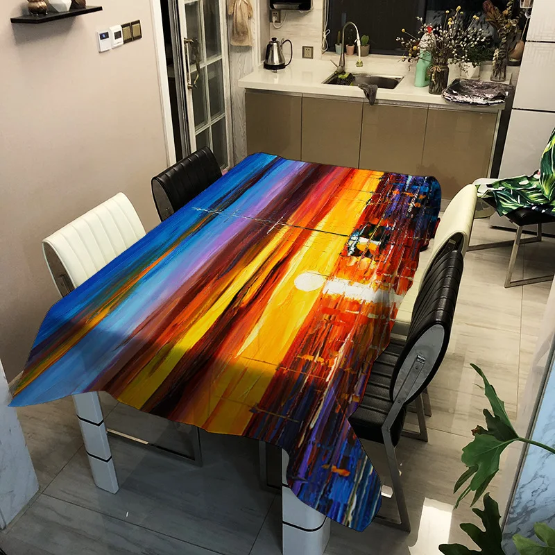 

Simple style pencil drawing printing pattern washable decorative household waterproof tablecloth