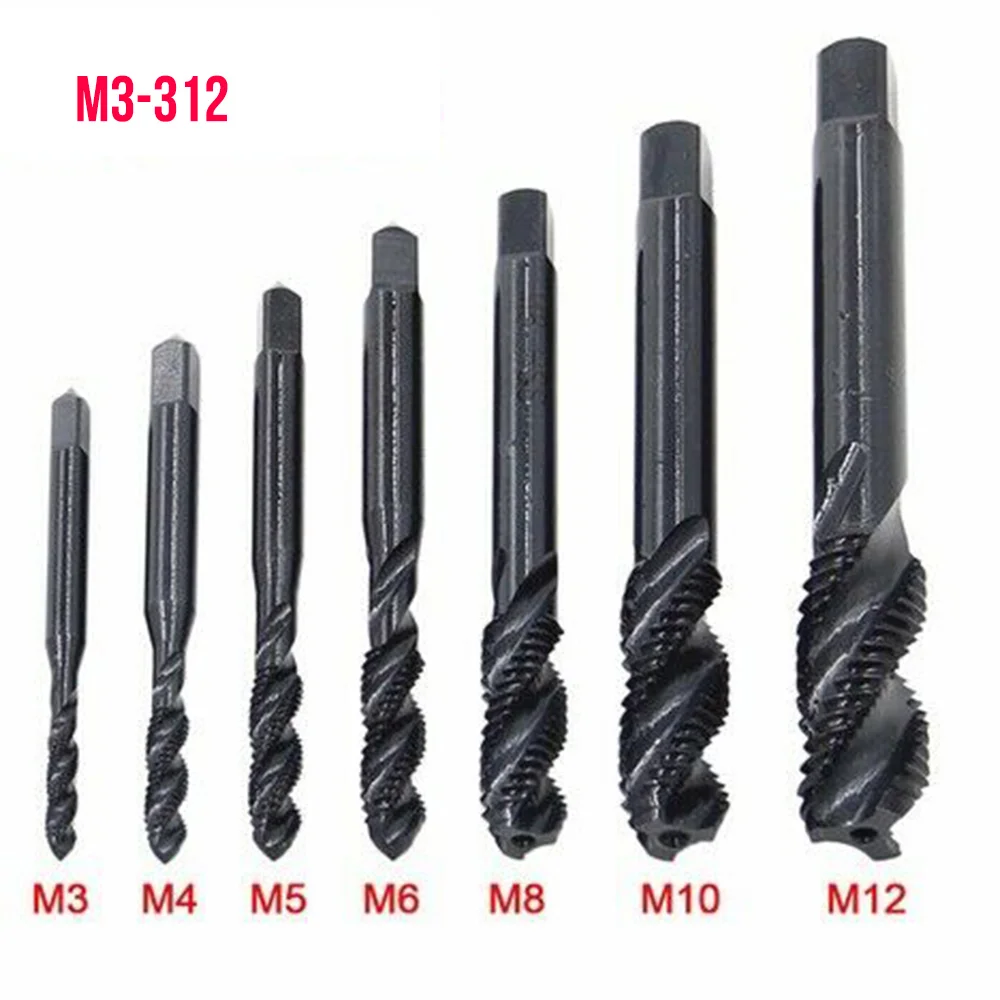 

7 Pcs HSS M3 M4 M5 M6 M8 M10 M12 Machine Screw Thread Metric Plug Tap Drill Set