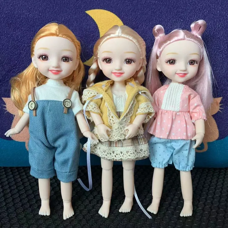 

Fashionable New 19cm Doll 13 Movable Joint BJD 1/12 Doll DIY Naked Cute Smile Brown Big Eyes Delicate Girl Dolls Toy Gift