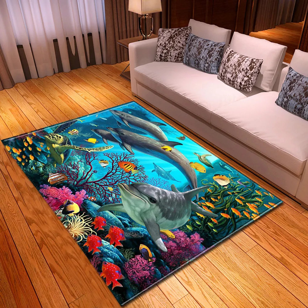 3d-коврик для океан с дельфином коврик балкона и кухни фланелевый детской комнаты