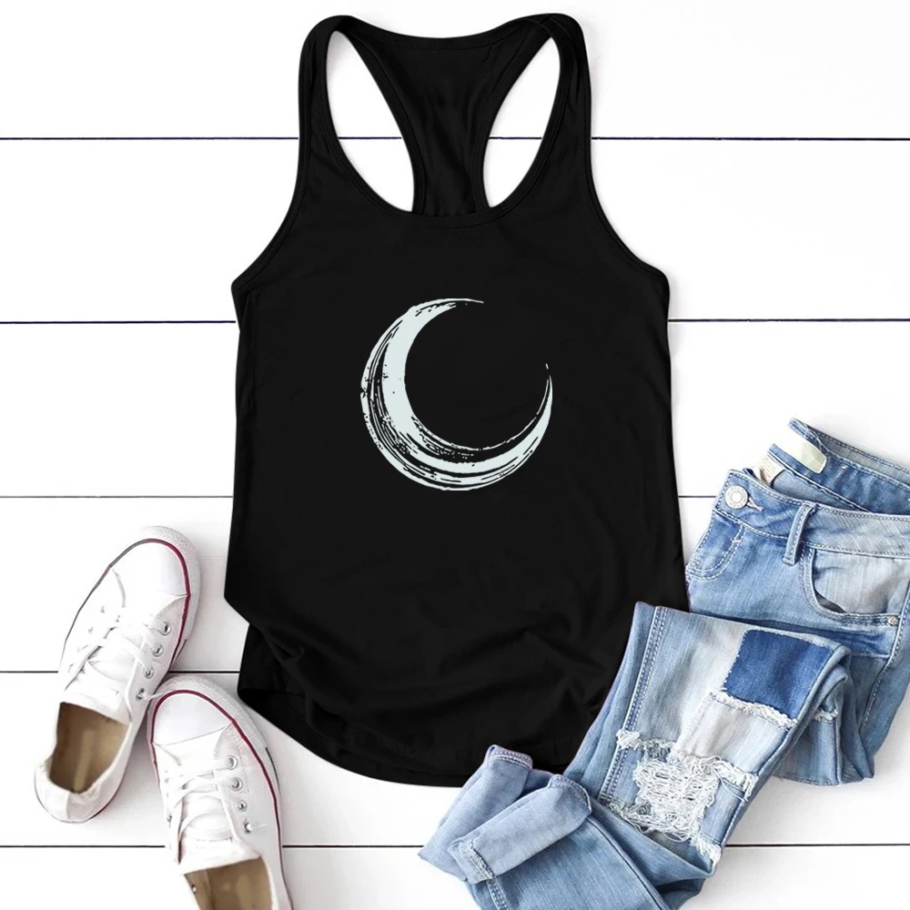 

Moon Printed Tank Top Women Sleeveless Tank Tops Women Summer Loose O Neck Vest Femme Casual Plus Size Camiseta Tirantes Mujer