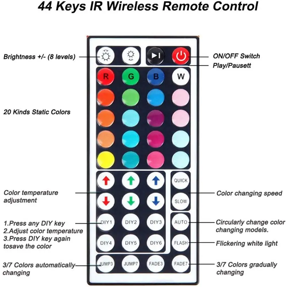 Светодиодсветильник лента 5050 с 44 кнопками Светодиодная RGB SMD 12 В постоянного тока
