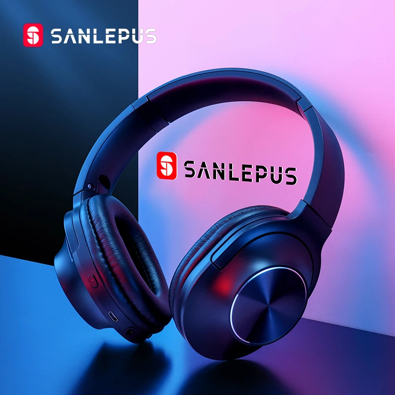 Беспроводные Bluetooth наушники SANLEPUS портативная стереогарнитура с микрофоном для