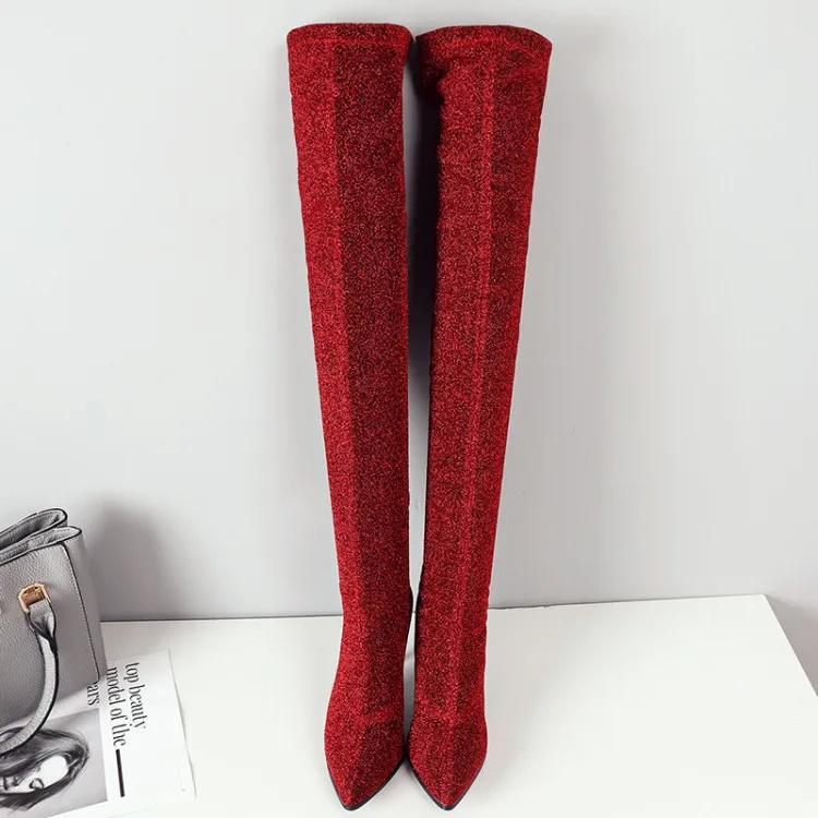 Большие размеры 9 10 11 12 высокие сапоги до бедра выше колена женские женская обувь