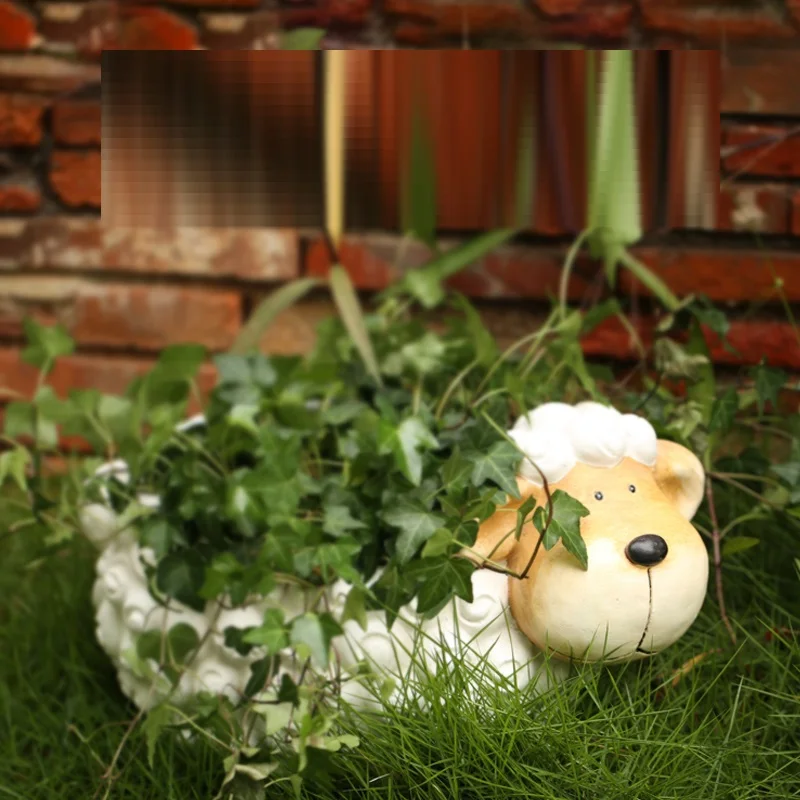 

16 Inch Cartoon Style Retro Animal Lamb Flower Pot Sheep Art Pot Plant Pot Outdoor Garden Room Study Hallway Decorations R2974
