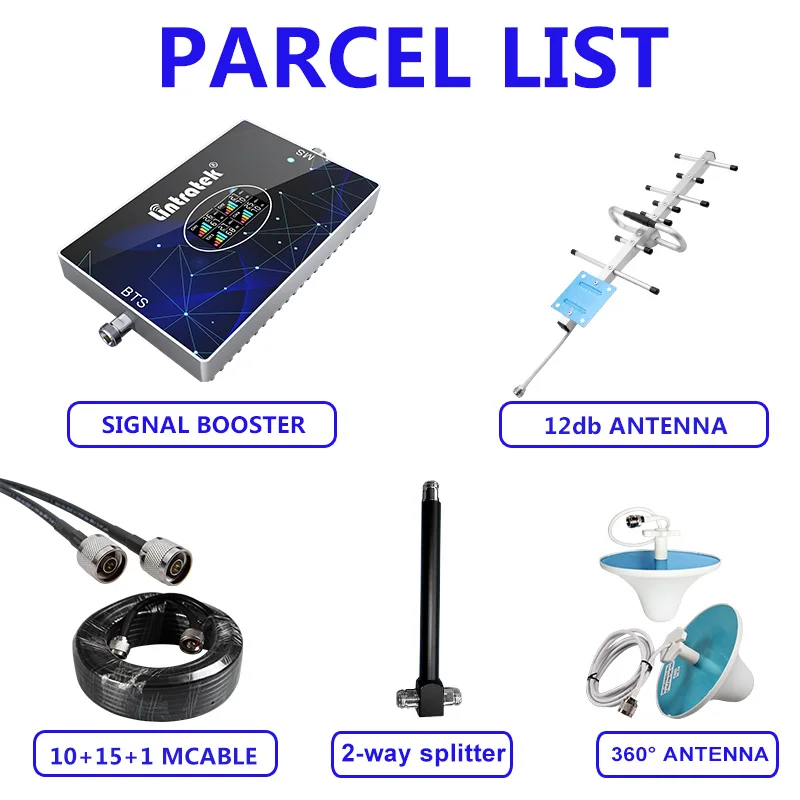 

Lintratek Cellular Amplifier New Four Band Cellphone Repeater 700MHz 900 850 1800 2100 2600 GSM DCS WCDMA Signal Booster Antenna