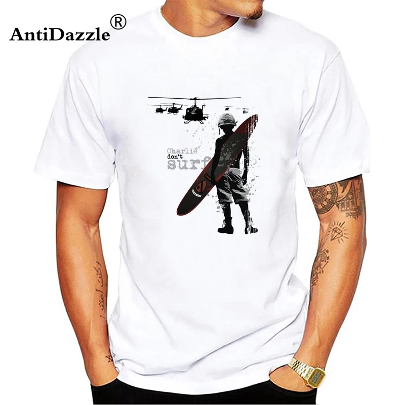 Charlie Don't Surfs Men Tees T Shirts Dont Kilgore Vietnam War Helicopter Grunge Cool Casual Apparel Fashion Tops|Мужские футболки|