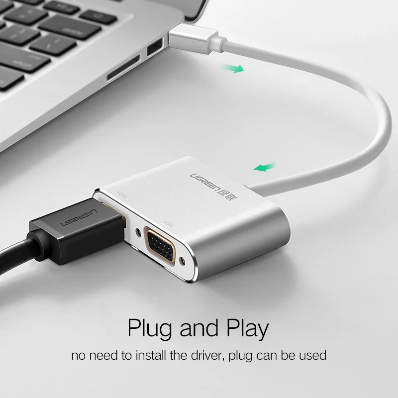 Ugreen Mini DisplayPort to HDMI VGA Adapter Thunderbolt 2 Converter DP Cable for MacBook Air 13 Surface Pro 4 Dell Lenovo | Электроника
