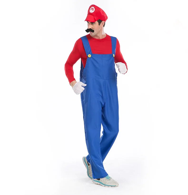Супер Марио для взрослых костюм косплея Луиджи водопроводчика Братья Fantasia Super Mario