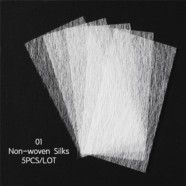 5Pcs Non-woven Silk Стекловолокно для ногтей для дизайна ногтей быстрое расширение гвоздь белая акриловая типса салонный инструмент зажимы шелковые шарфы Маникюрный Инструмент для ногтей DIY - Цвет: 5Pcs Non-woven Silk