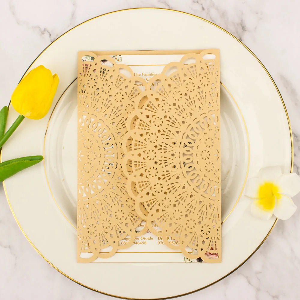 150 шт. лазерная резка pocketfolds розовые свадебные пригласительные открытки