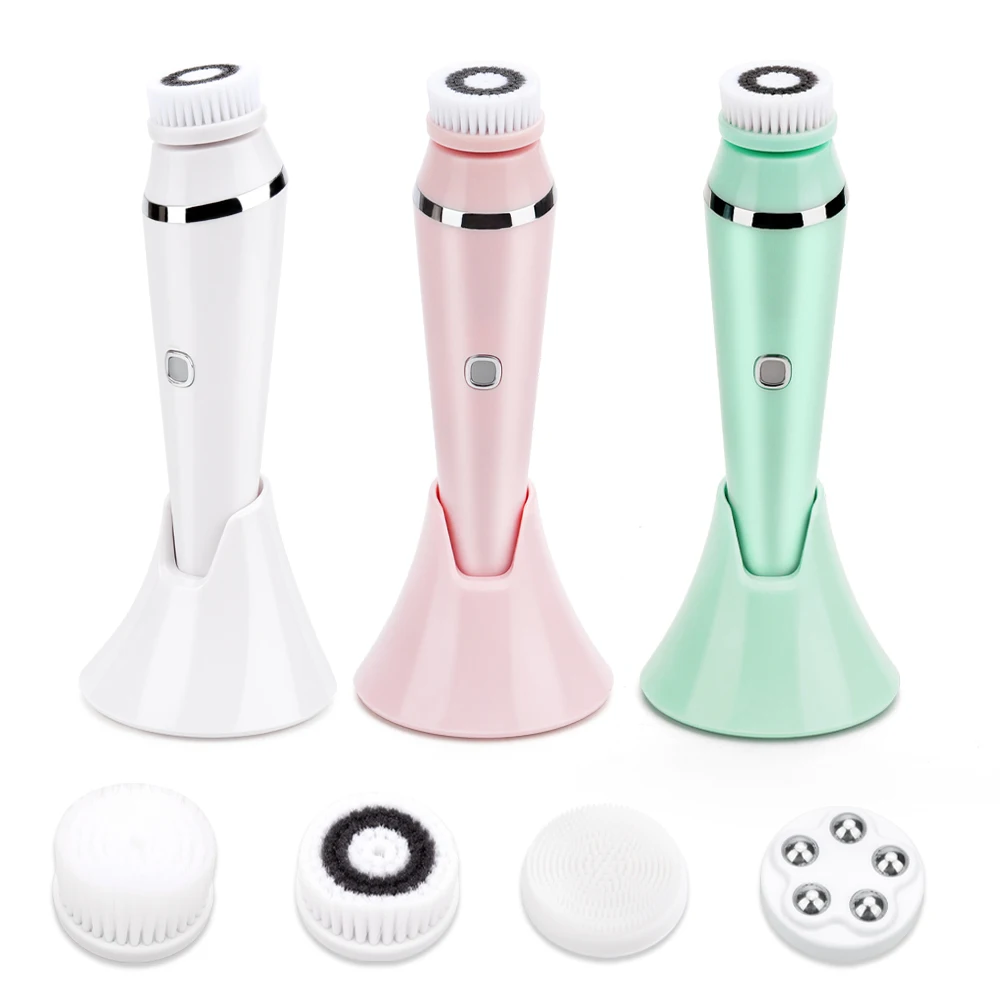 

4 IN 1 Electric Face Deep Cleansing Brush Spin Pore Cleaner Face Wash Machine Makeup Remove Waterproof Facial Massager Skin Care