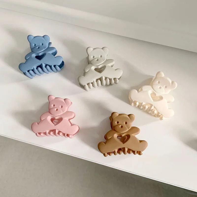

New Matte Solid Color Claw Clip Bear Bath Clip Ponytail Clip Barrette Crab Hair Claws Girls Multicolor Hair Accessories New Sale