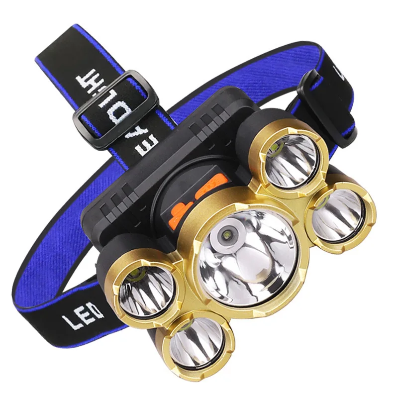 

Five-head Rechargeable Led Emergency Night Fishing Fishing Headlamp Head-mounted Glare Lighting Headlamp Helmet Miner's Lamp