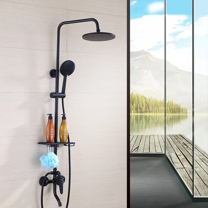 Душевой набор XAOZO для ванной комнаты черный бытовой медный смеситель душа