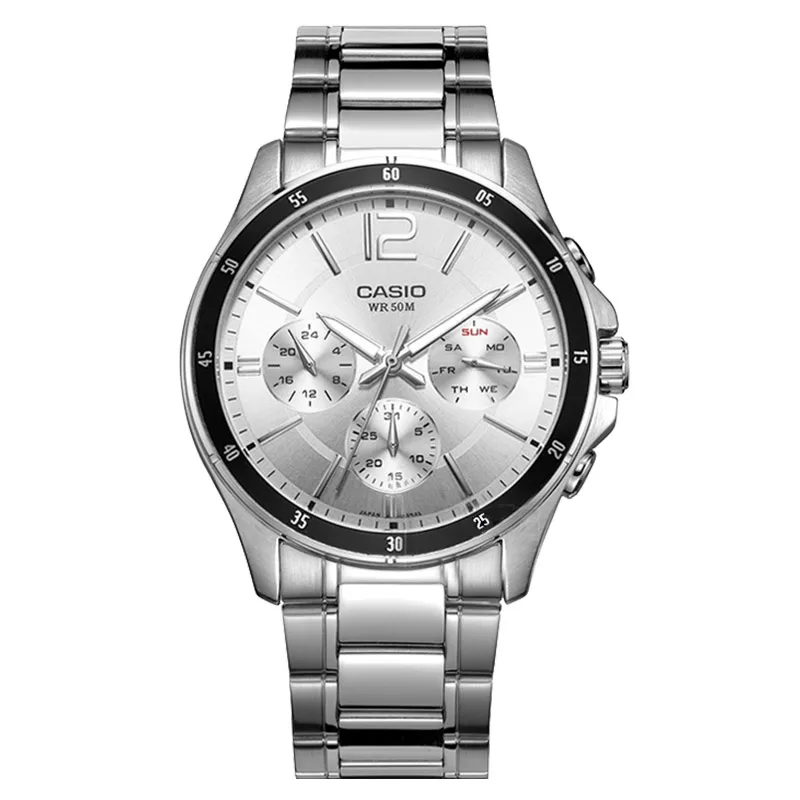Casio Часы Стальной указатель простой бизнес календарь Мужские часы MTP-1183A-7A - Цвет: MTP-1374D-7A