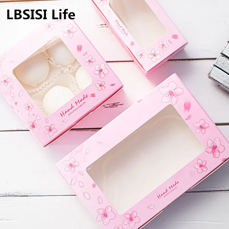 

LBSISI Life 20pcs Transparent Window Paper Box Handmade Mooncake Dessert Birthday Wedding Child Favor Gift Packing Decoration