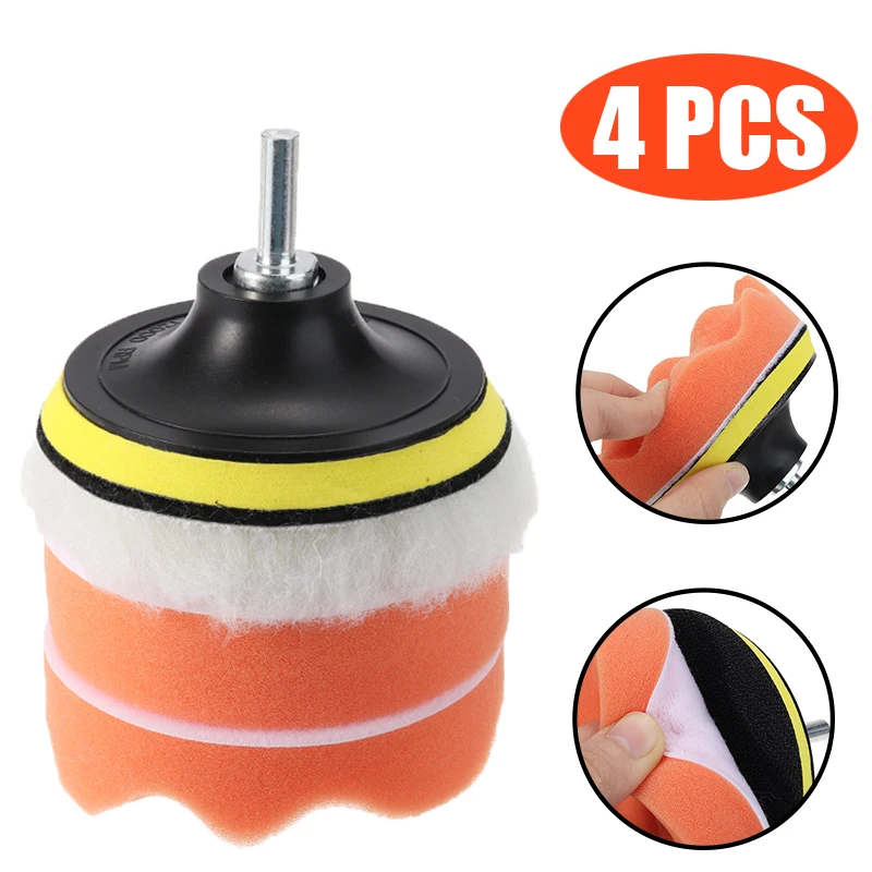 

4 шт./компл. Автомобильная полировальная накладка вафельная пена белая шерстяная полировальная накладка с переходником для резьбы M10 для автомобильного полировального станка «сделай сам»