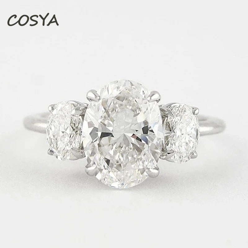 COSYA 100% 925 пробы серебряный овальный три высокоуглеродистая со сверкающими