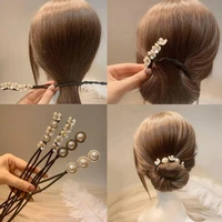 1pcs vintage shell pearl hairpin bun hairstyle hair stick women elegant hair scrunchies flower hair maker tools hair accessories